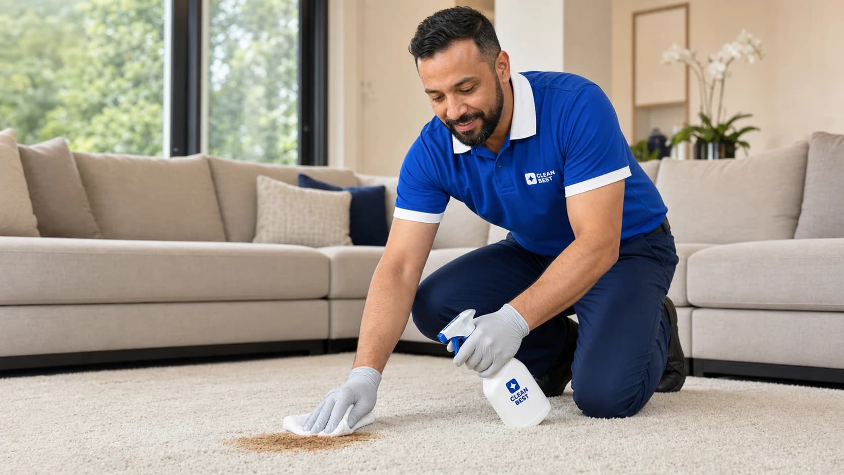 Clean Best technician extracting a traffic lane from office carpet in Oran Park NSW